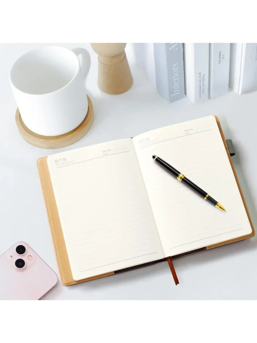 Refillable A5 Leather Journal with Pen, 240 Pages, Pocket, Magnetic Closure